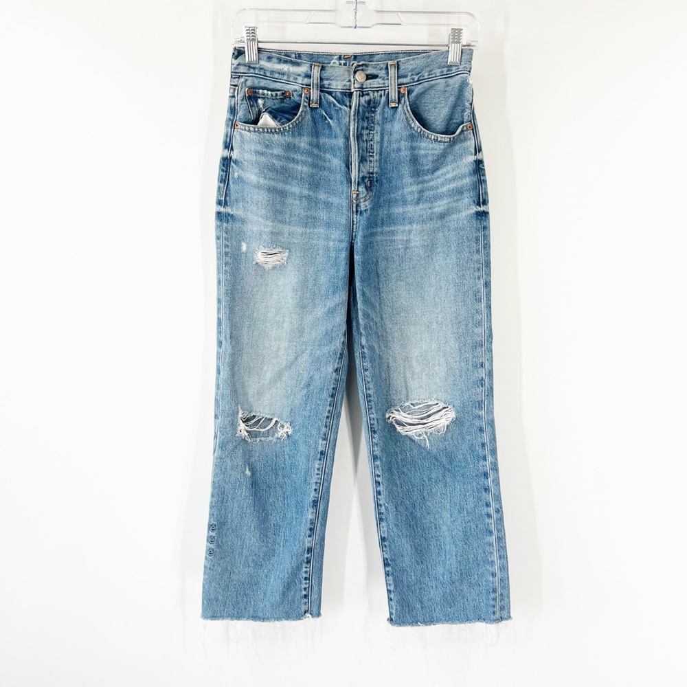 Etica High Rise Button Tyler Vintage Straight Cropped Jeans